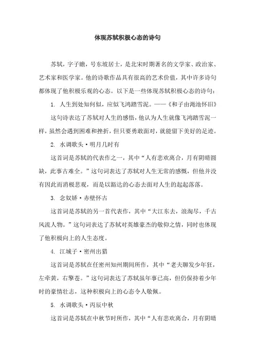 体现苏轼积极心态的诗句