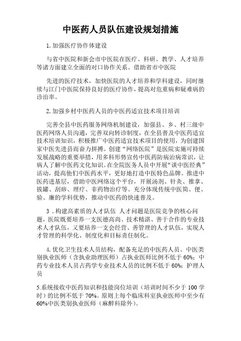 中医药人员队伍建设规划措施
