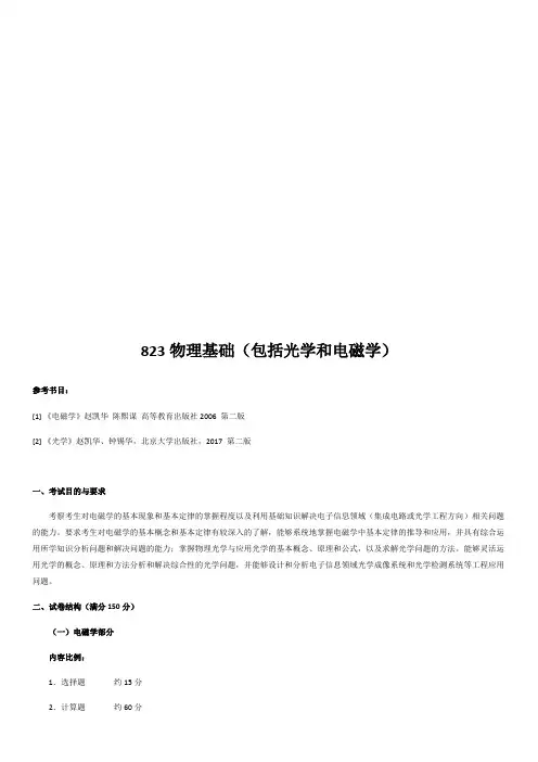 哈尔滨理工大学823物理基础(包括光学和电磁学)2020年考研专业课初试大纲