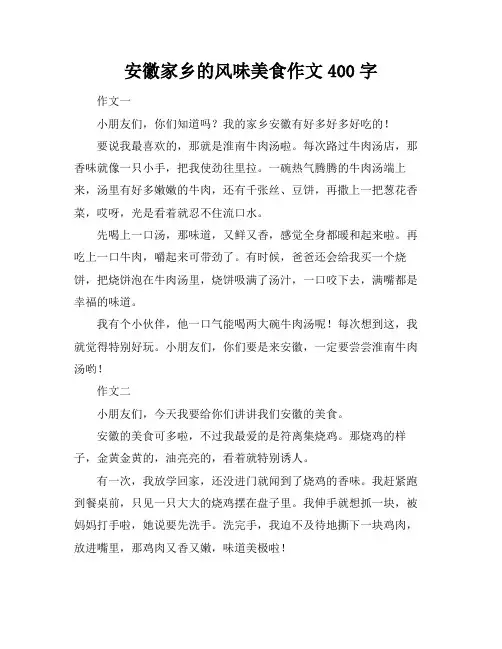 安徽家乡的风味美食作文400字
