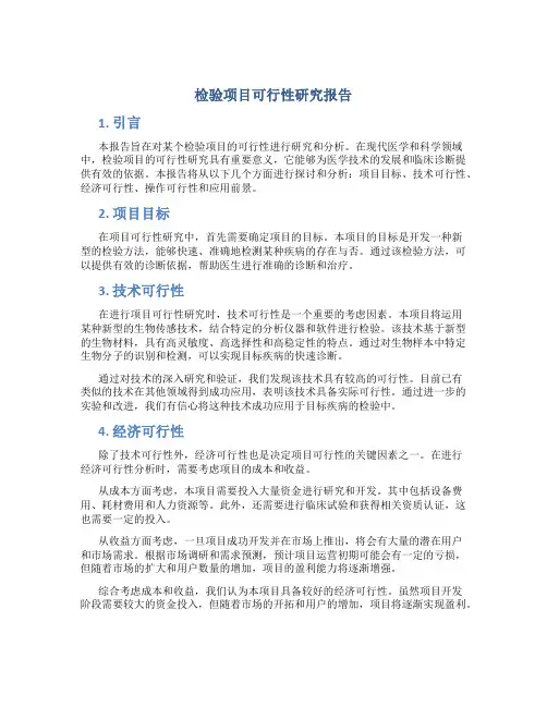 检验项目可行性研究报告