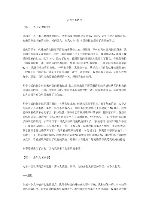 丢作文800字完美版