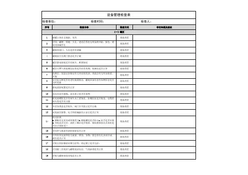 设备管理检查表