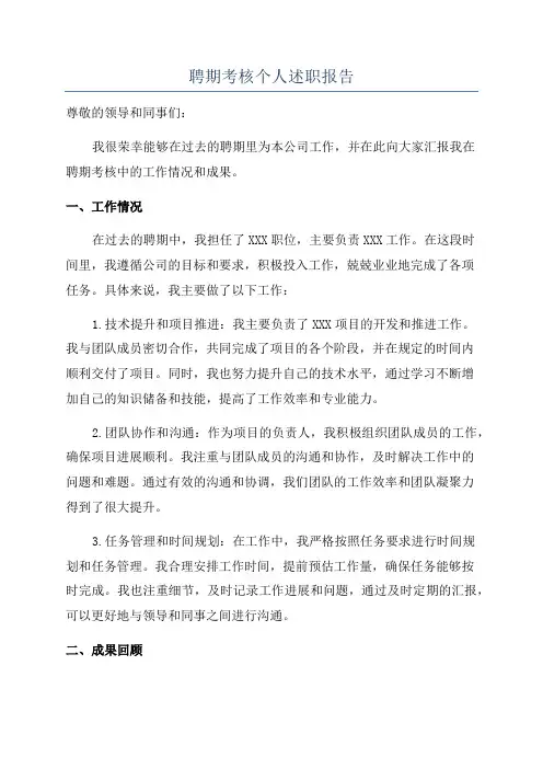 聘期考核个人述职报告