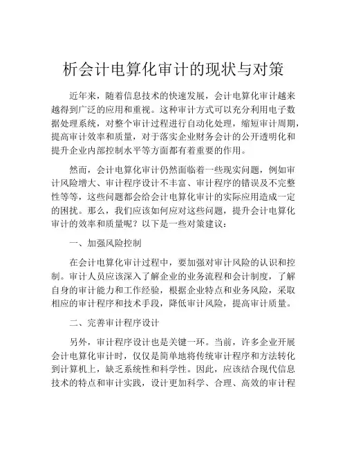 析会计电算化审计的现状与对策