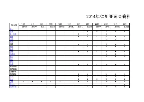 2014年仁川亚运会赛程安排表