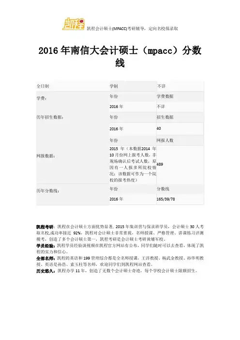 2016年南信大会计硕士难易程度解析