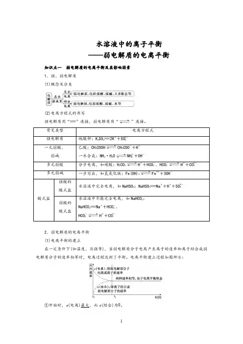 水溶液中的离子平衡 ——弱电解质的电离平衡