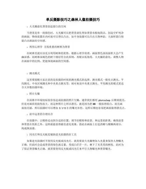 单反摄影技巧之森林人像拍摄技巧