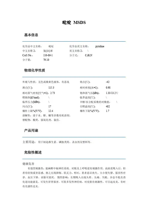 吡啶-MSDS