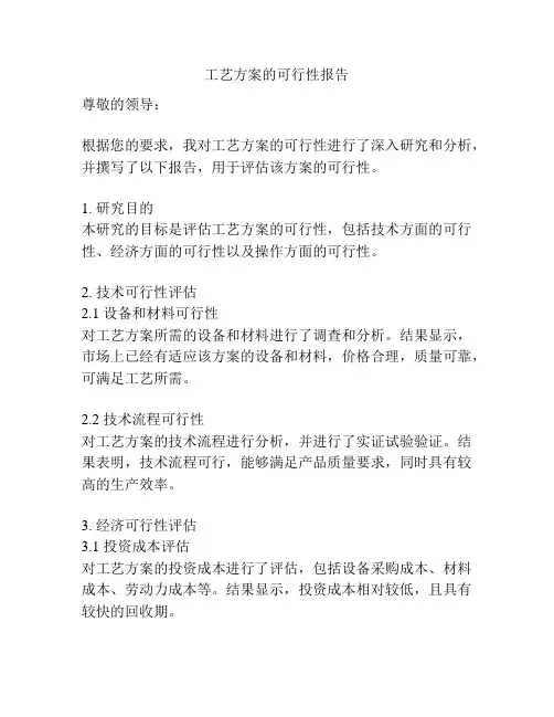 工艺方案的可行性报告