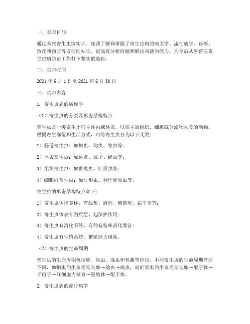 寄生虫病的实训报告