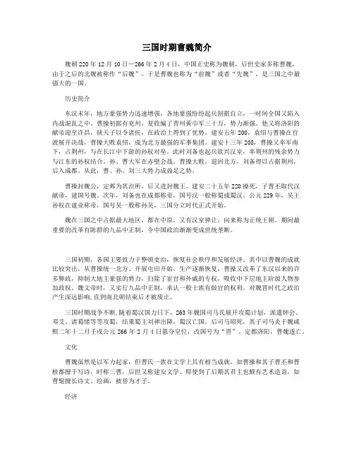 三国时期曹魏简介