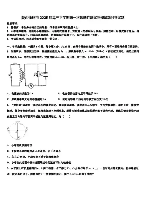 陕西榆林市2025届高三下学期第一次诊断性测试物理试题问卷试题