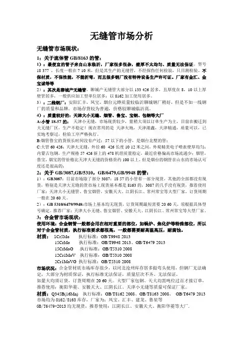 无缝管山东市场基本介绍