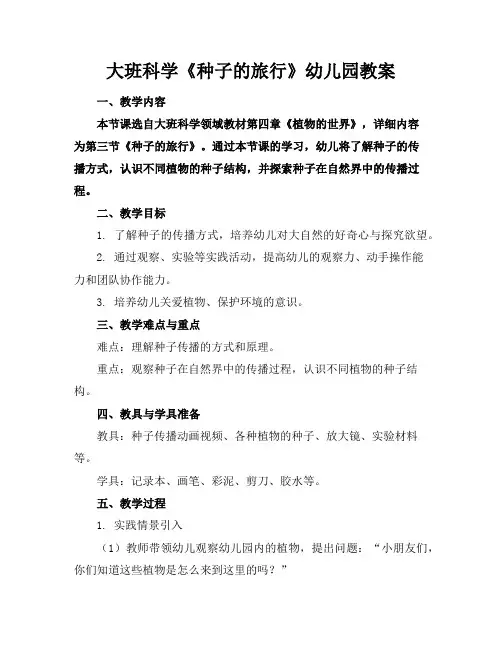 大班科学《种子的旅行》幼儿园教案