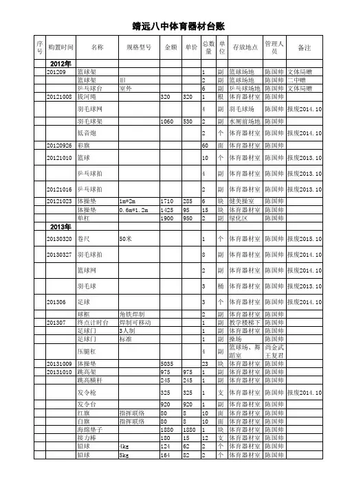 体育器材登记台账