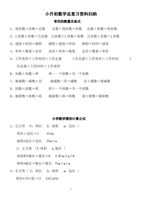 小升初数学总复习资料大全