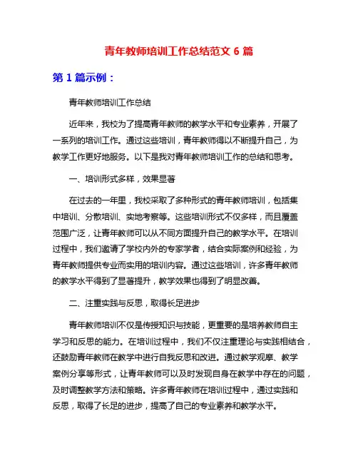 青年教师培训工作总结范文6篇