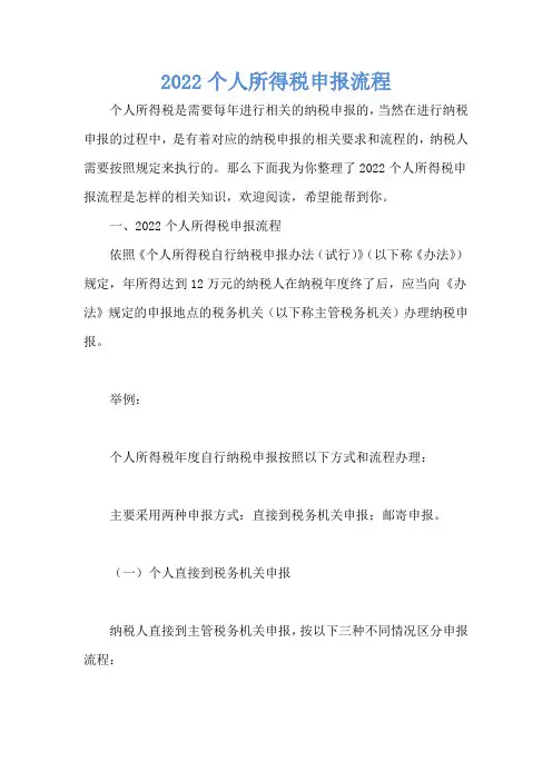 2022个人所得税申报流程