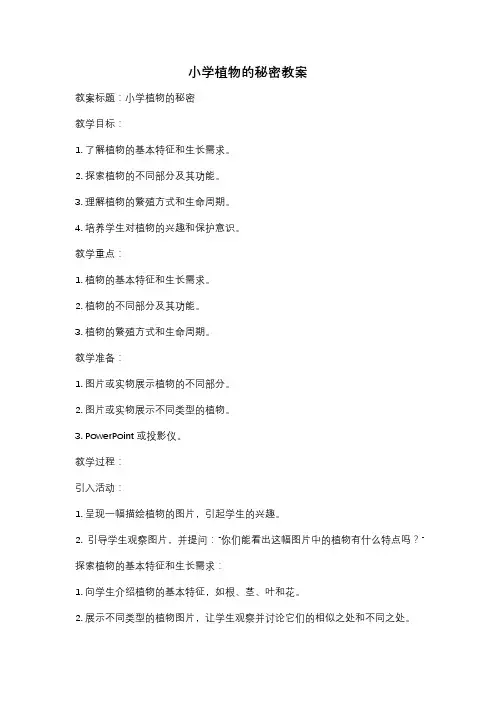 小学植物的秘密教案