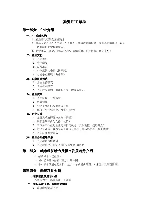 融资PPT架构