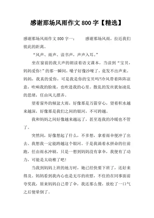 感谢那场风雨作文800字【精选】