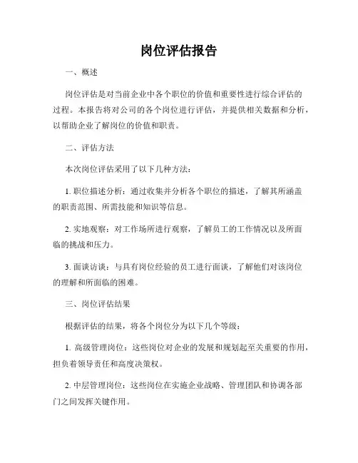 岗位评估报告