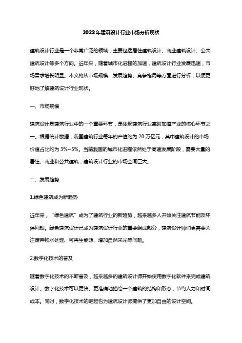 2023年建筑设计行业市场分析现状