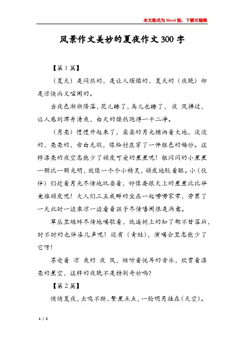 风景作文美妙的夏夜作文300字