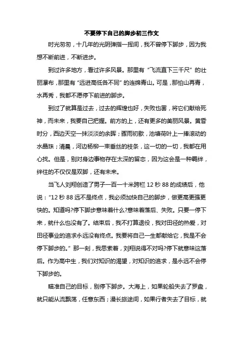 不要停下自己的脚步初三作文