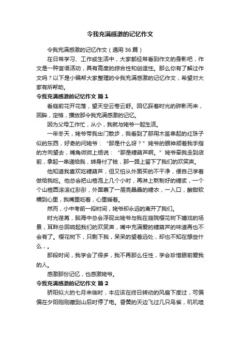 令我充满感激的记忆作文