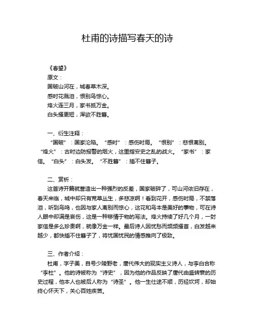 杜甫的诗描写春天的诗