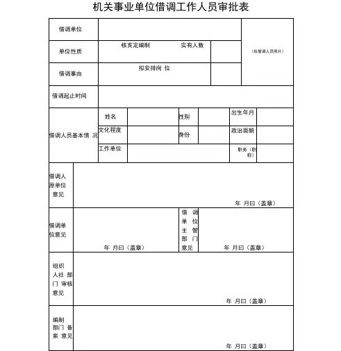 借调人员审批表最新版