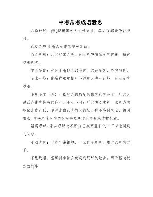 中考常考成语意思