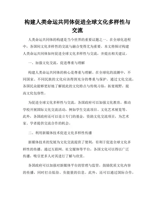 构建人类命运共同体促进全球文化多样性与交流