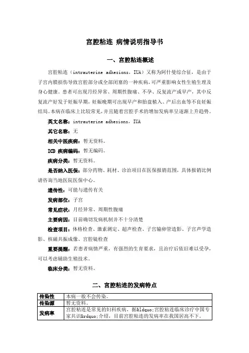 宫腔粘连 病情说明指导书