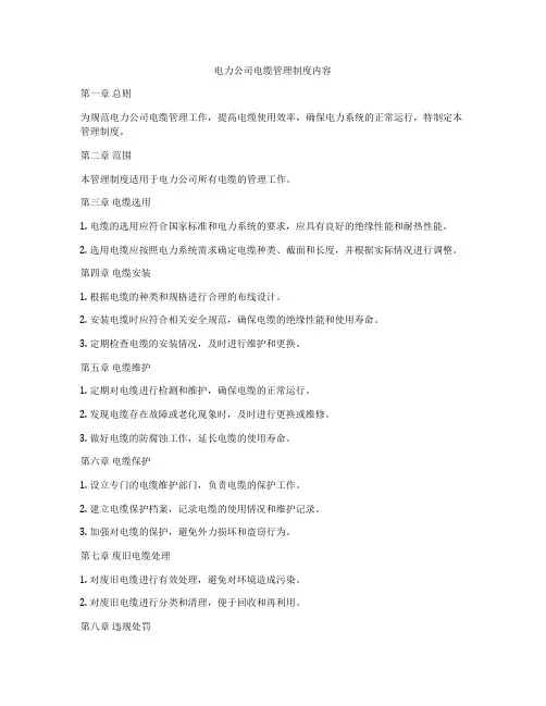 电力公司电缆管理制度内容