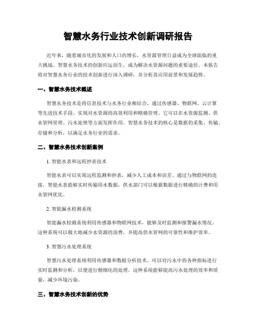 智慧水务行业技术创新调研报告
