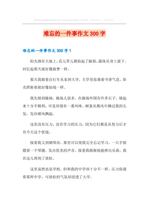 难忘的一件事作文300字