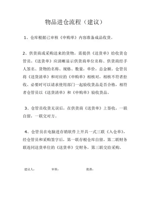 仓库进仓出仓流程