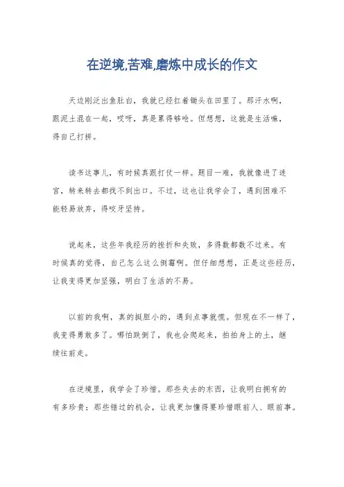 在逆境,苦难,磨炼中成长的作文