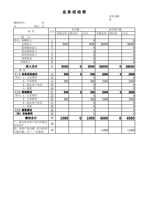 社会团体资产负债表