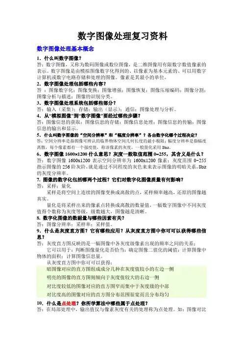 数字图像处理复习材料