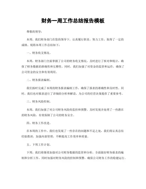 财务一周工作总结报告模板