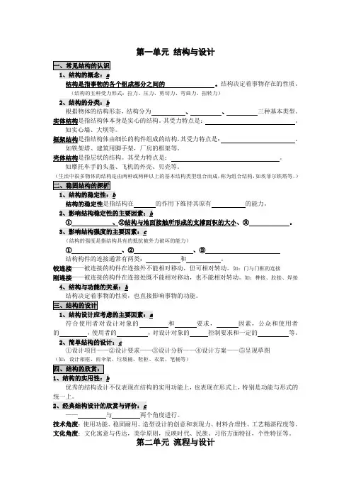 高中通用技术必修二复习提纲