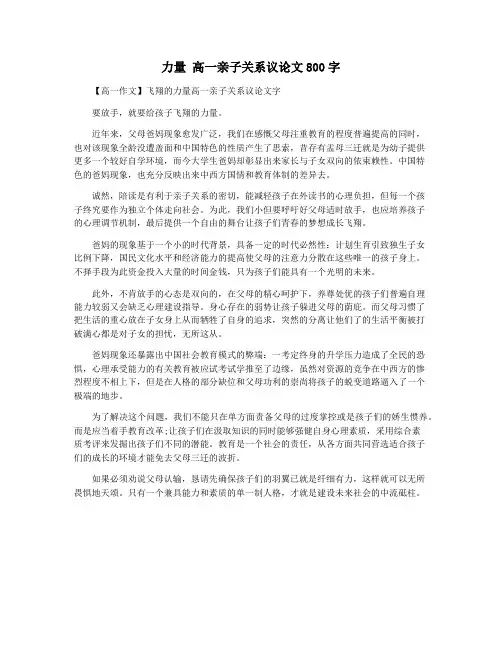 力量 高一亲子关系议论文800字