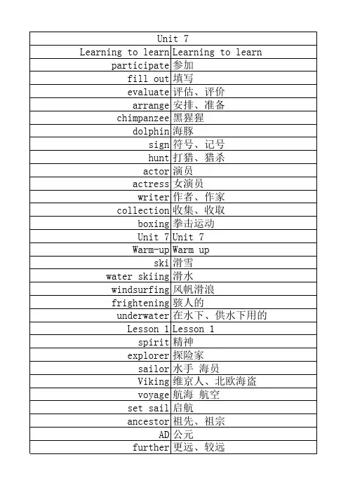 北师大版高中英语必修三单词表演示教学