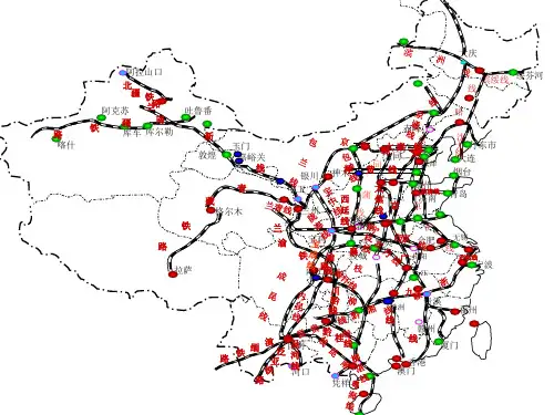 中国铁路营业线路图(动态示意图)
