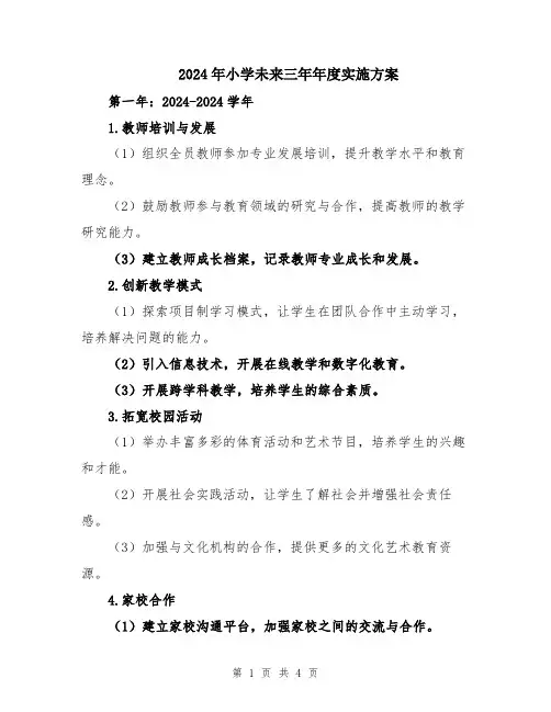 2024年小学未来三年年度实施方案